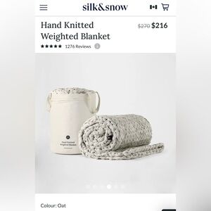 $244.08 New! Silk&Snow Hand Knitted
Weighted Blanket, 100% Cotton, Oat, 15lb